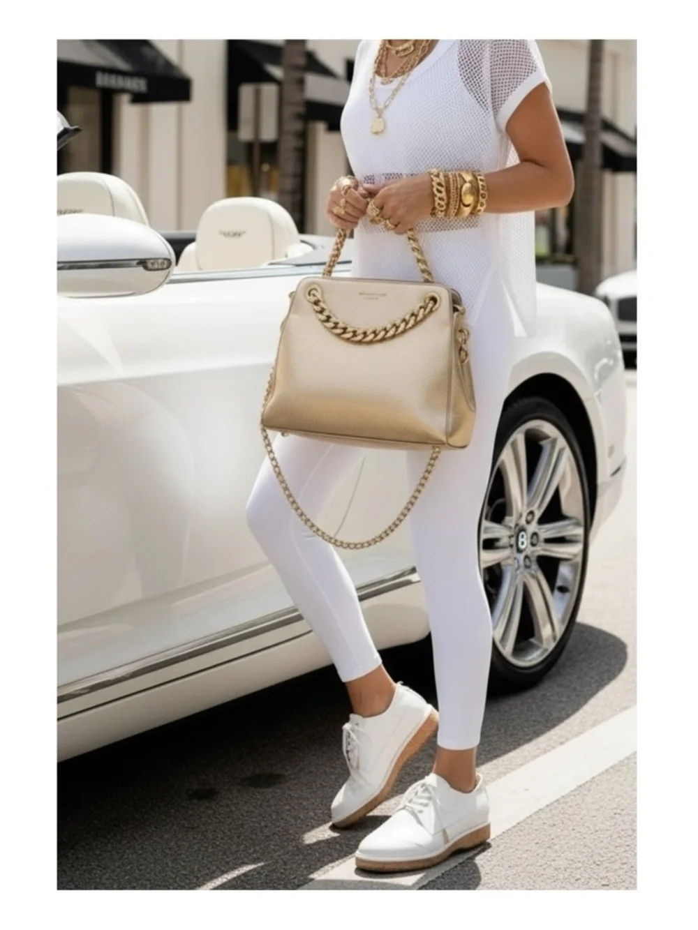 new Michael Kors ❁ Zane Leather Wingtip Cork Platform Espadrilles ❁ Optic White